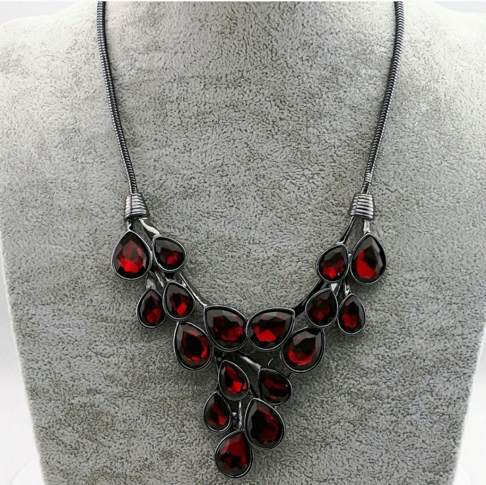Red Crystal Drop Necklace